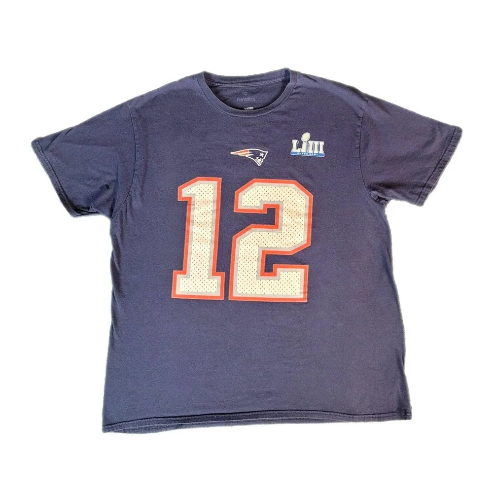 New England Patriots 2019 Super Bowl LIII Champions Tom Brady #12 Tee Sz XL - Picture 1 of 7